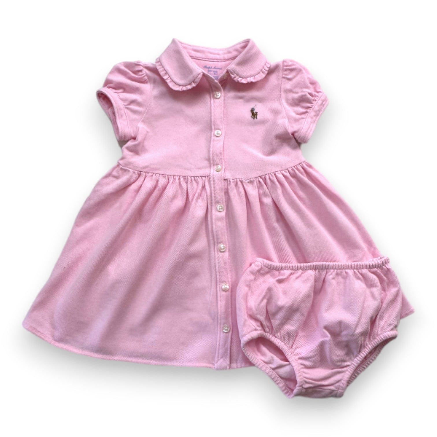 RALPH LAUREN - Ensemble robe et bloomer rose - 12 mois