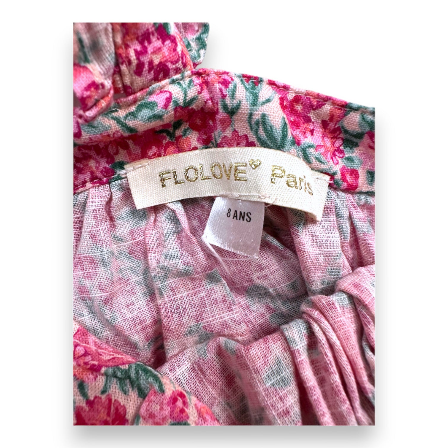 FLOLOVE PARIS - Robe tissu liberty rose - 8 ans