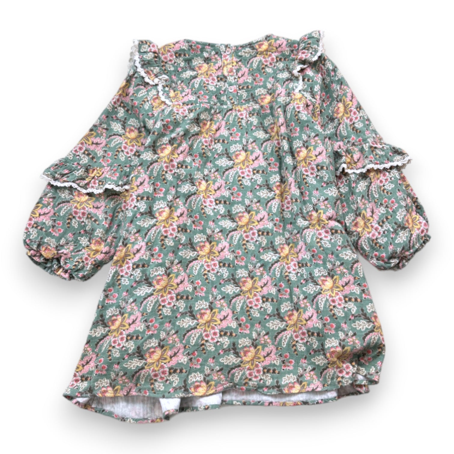 LOUISE MISHA - Robe verte à fleurs détails dentelle - 8 ans