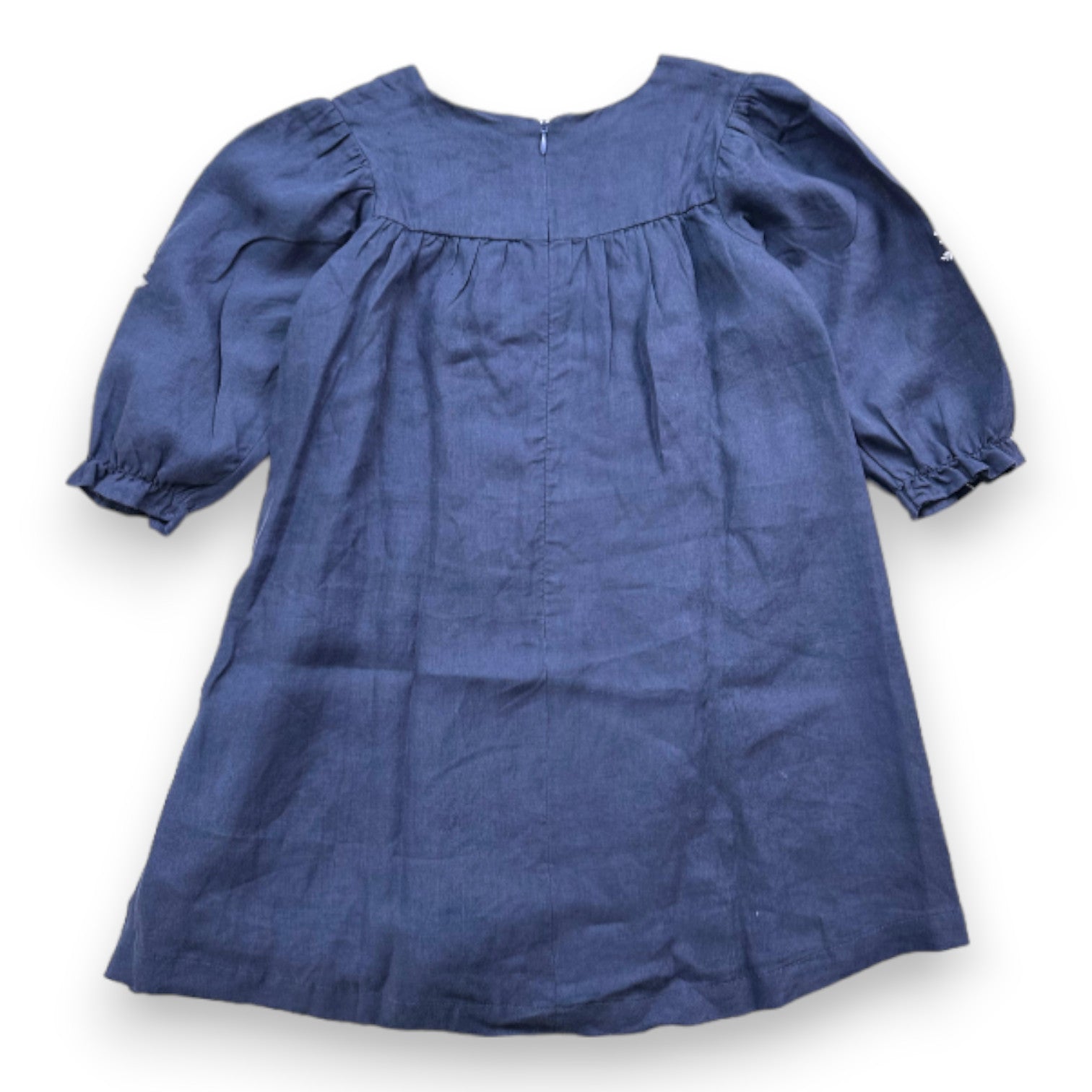 TARTINE & CHOCOLAT - Robe bleue broderies fleurs blanches - 8 ans