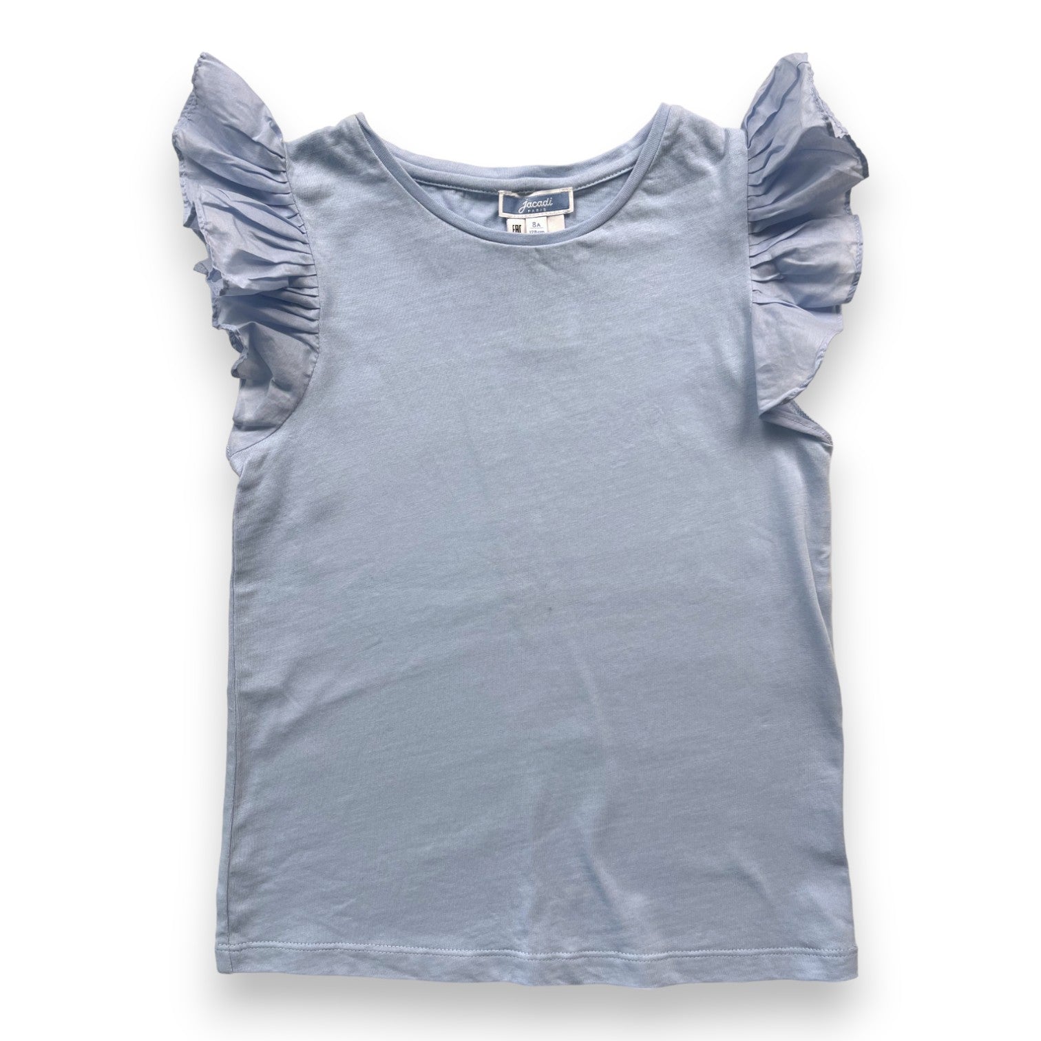 JACADI - T shirt bleu ciel manches volantées - 8 ans