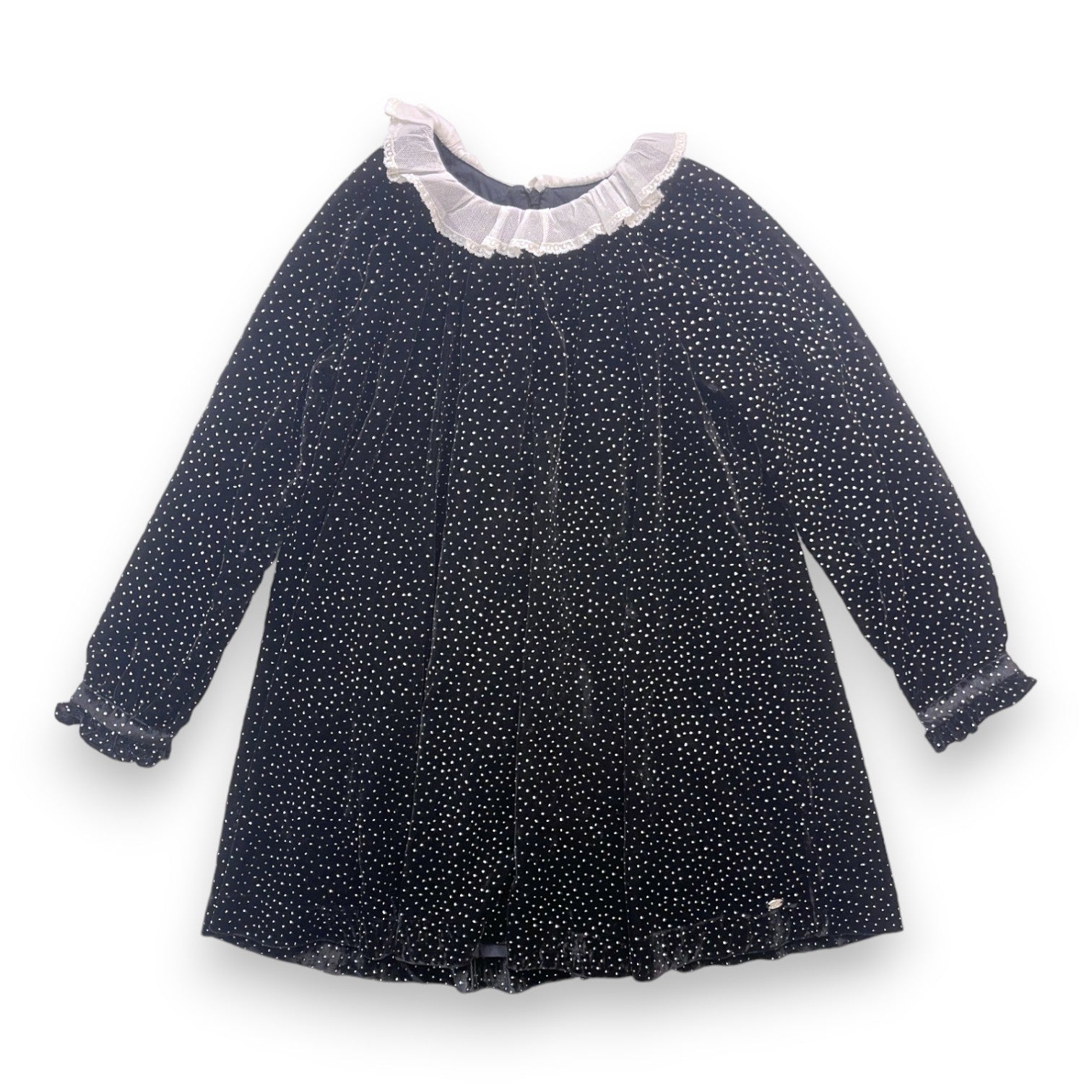 TARTINE & CHOCOLAT - Robe noire velours strass col dentelle - 8 ans