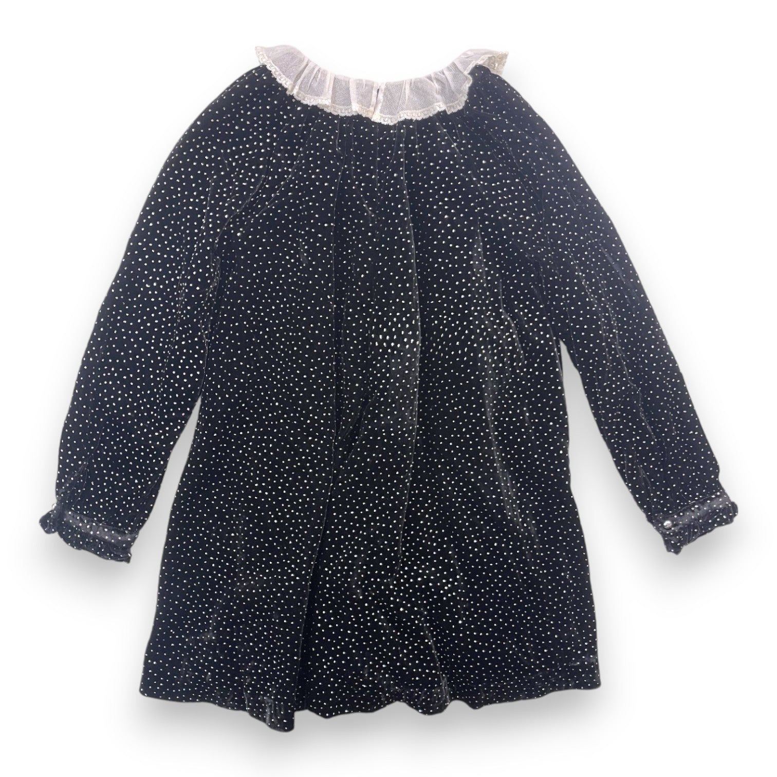 TARTINE & CHOCOLAT - Robe noire velours strass col dentelle - 8 ans