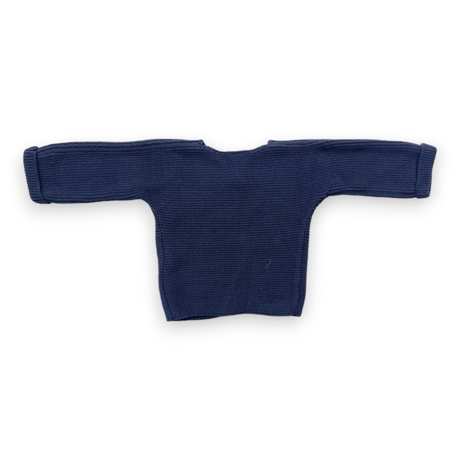 PETIT BATEAU - Cardigan bleu marine en tricot de coton - 12 mois