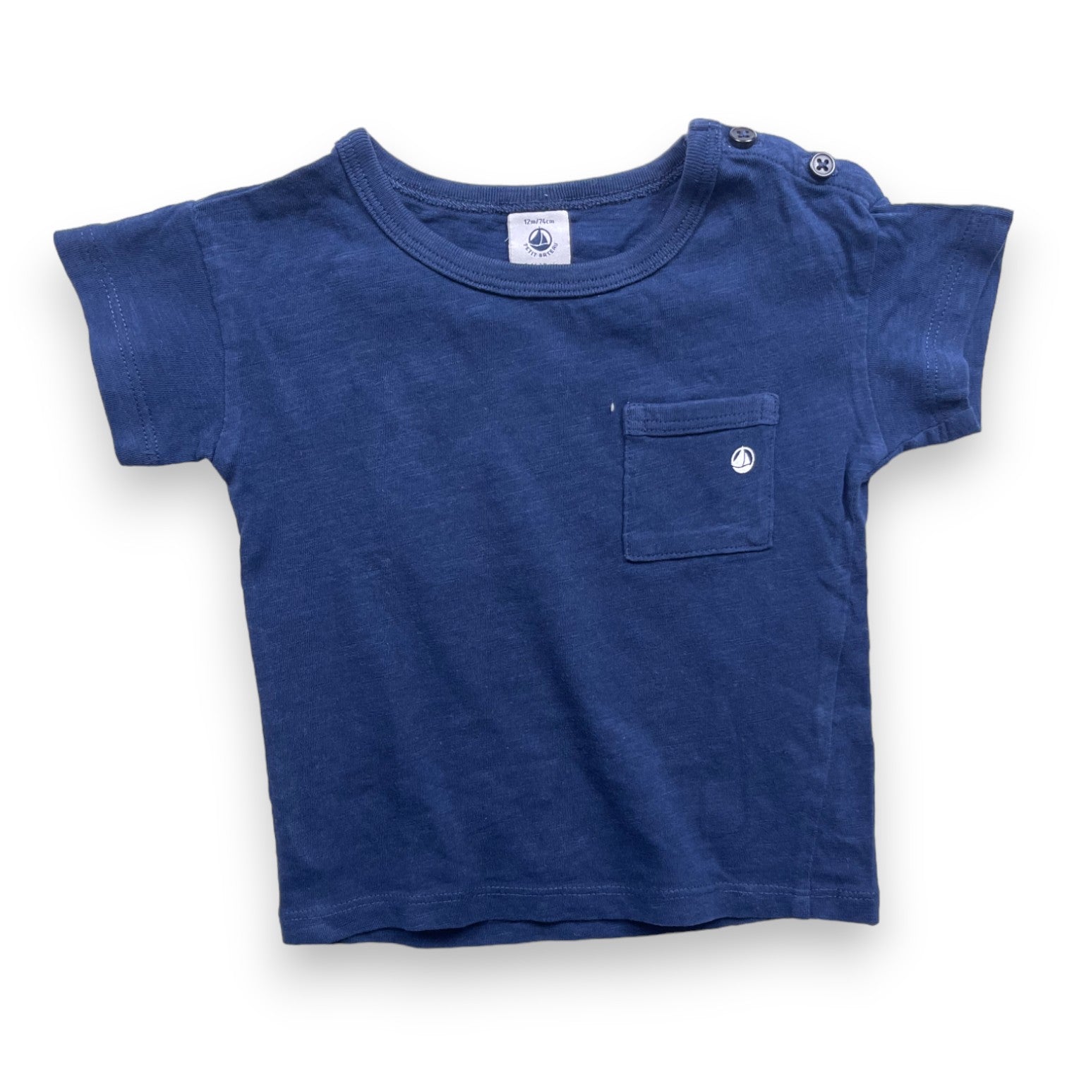 PETIT BATEAU - T shirt bleu marine - 12 mois
