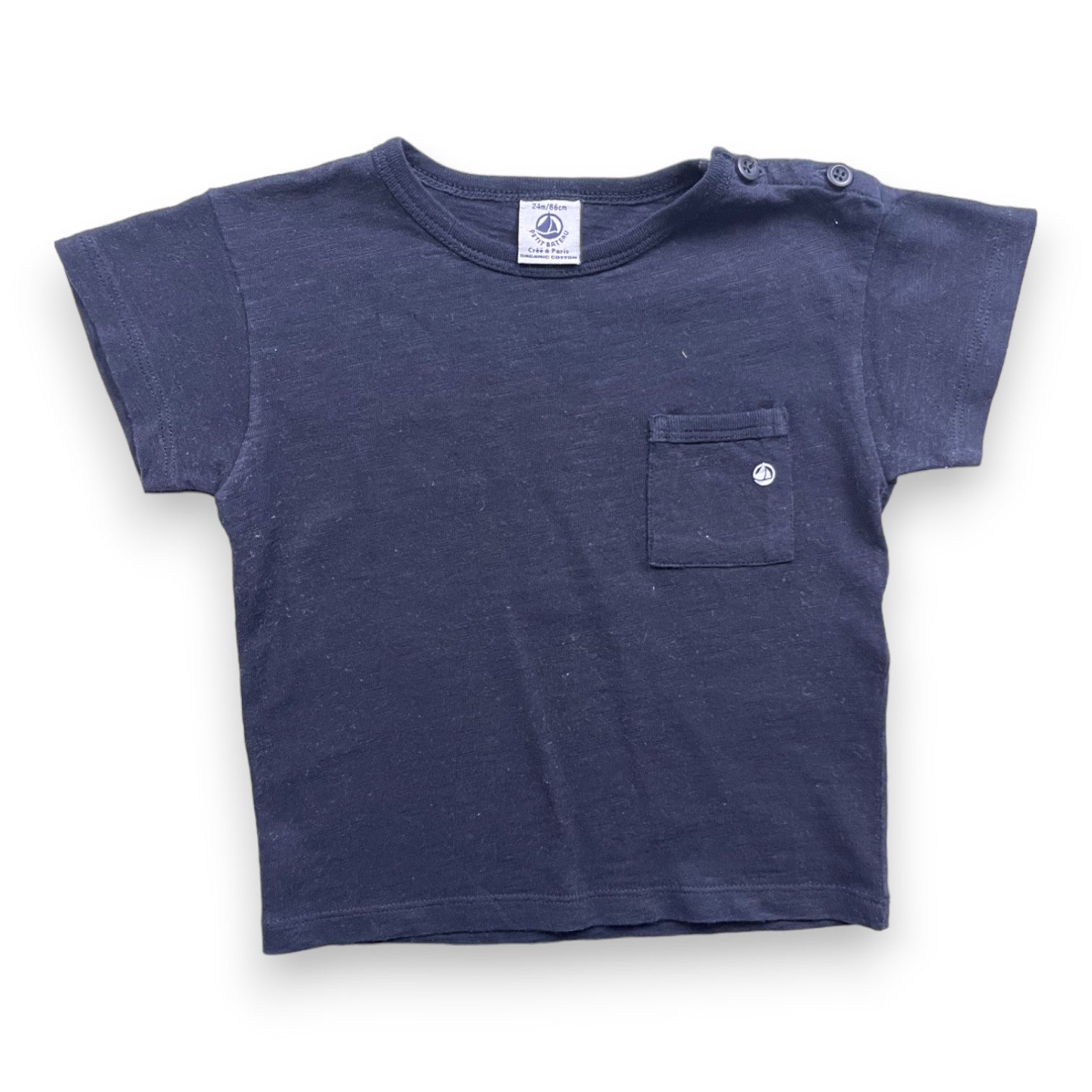 PETIT BATEAU - T shirt bleu nuit - 2 ans
