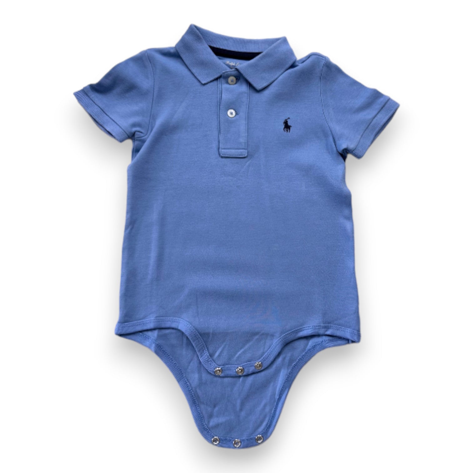 RALPH LAUREN - Body polo bleu à manches courtes - 2 ans