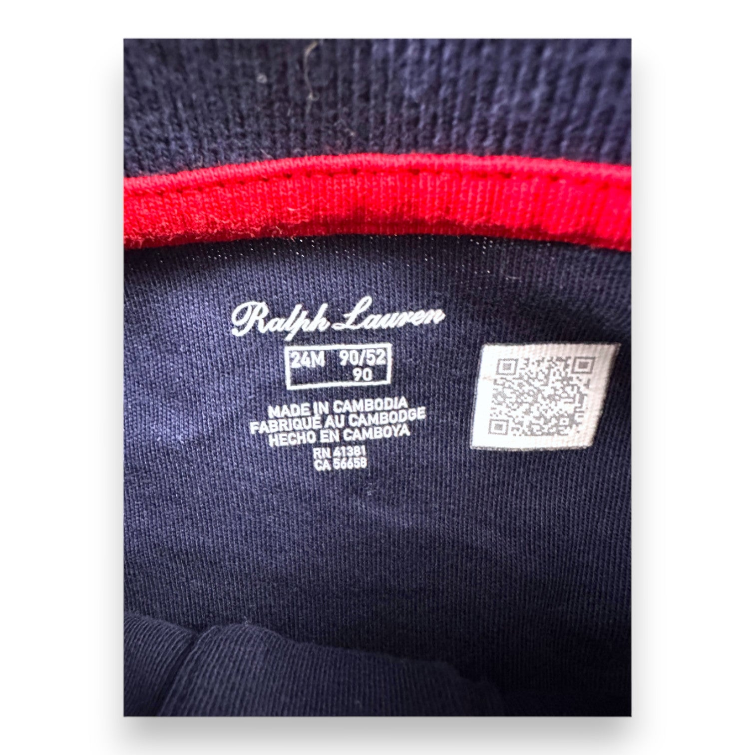 RALPH LAUREN - Body polo bleu marine à manches coourtes - 2 ans