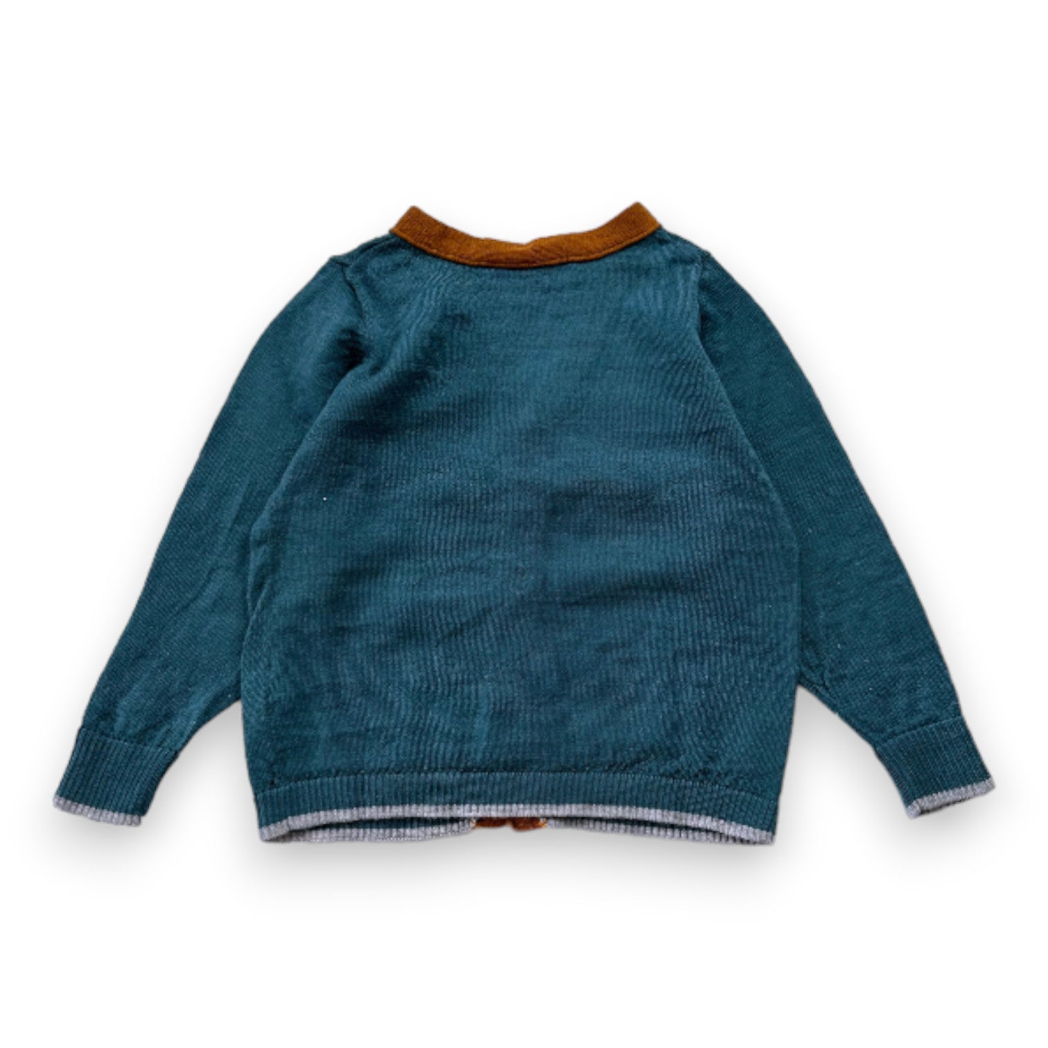 BONPOINT - Cardigan en laine vert et marron - 18 mois