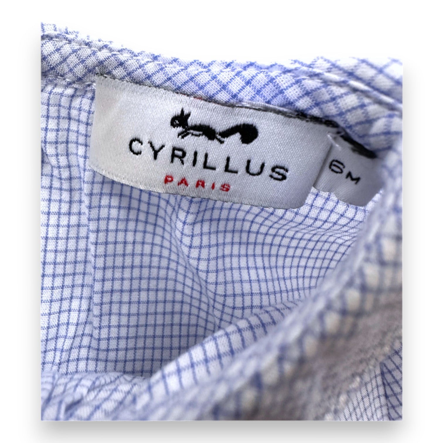 CYRILLUS - Chemise blanche et bleue à carreaux - 6 mois