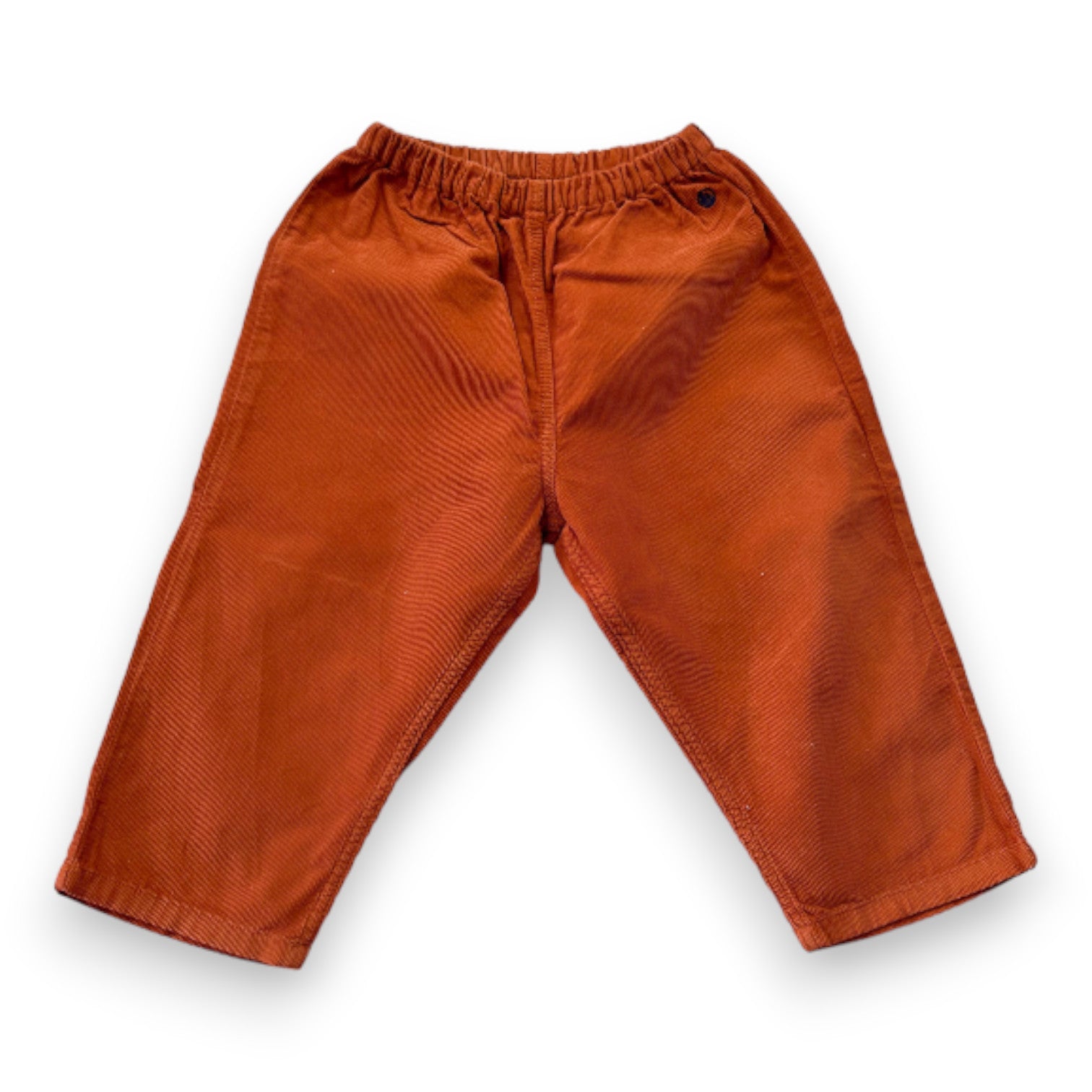 PETIT BATEAU - Pantalon large marron effet velours - 2 ans