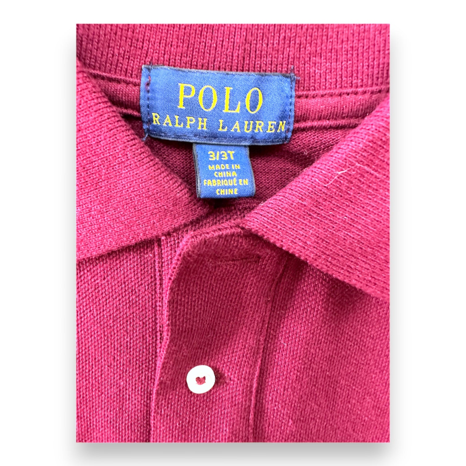 RALPH LAUREN - Polo à manches longues bordeaux - 3 ans