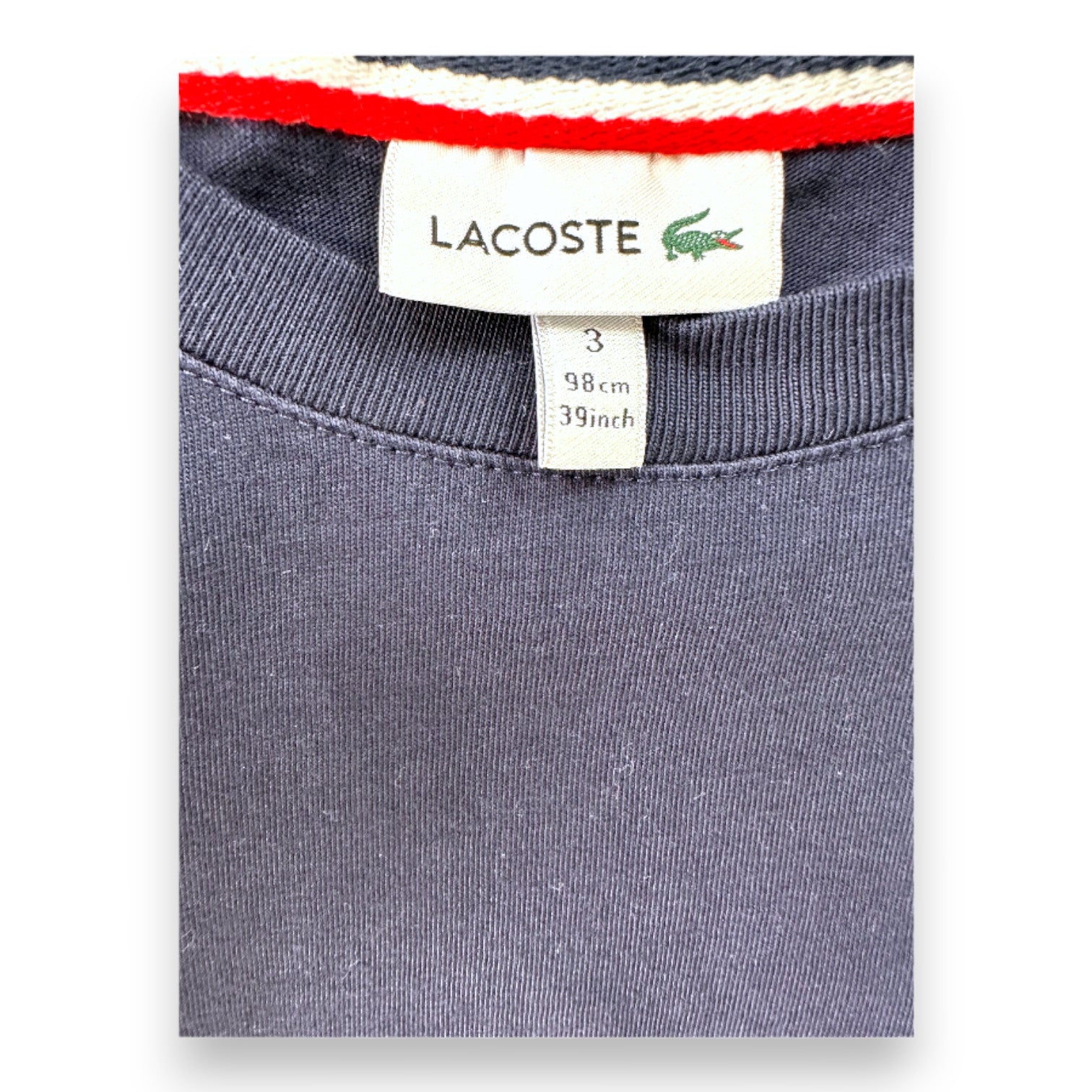 LACOSTE - T-shirt bleu marine à manches longues - 3 ans