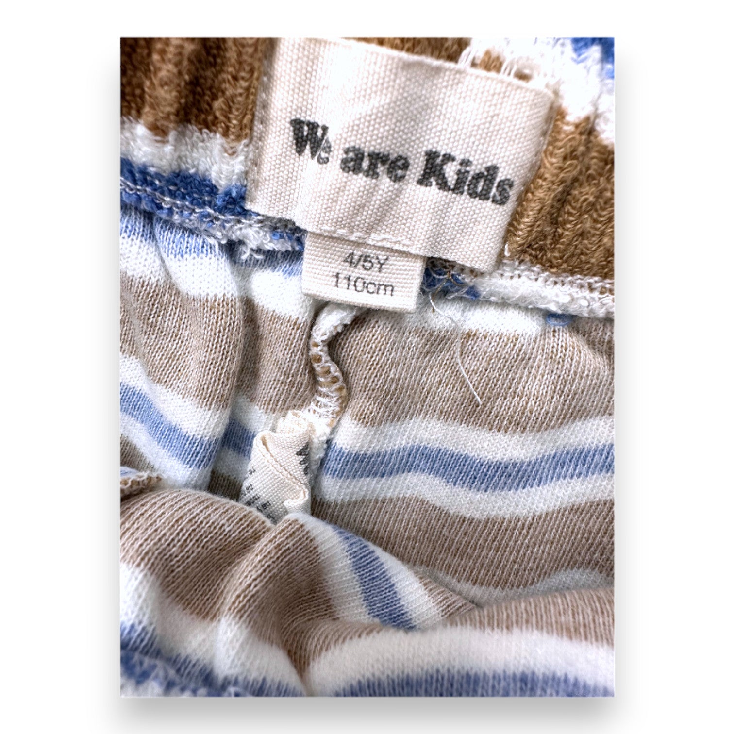 WE ARE KIDS - Short en éponge bleu blanc et marron à rayures - 4 ans