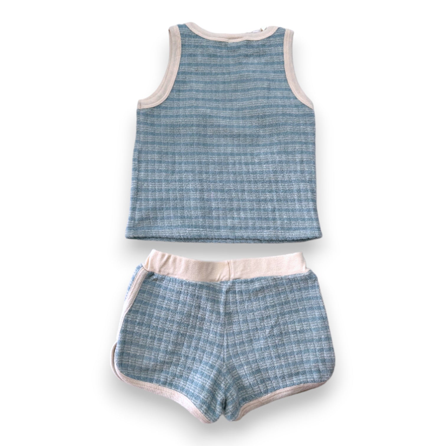 PETIT BATEAU - Ensemble short et marcel bleu en éponge neuf - 4 ans