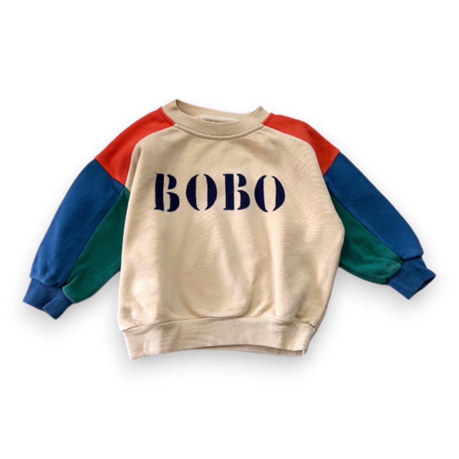 BOBO CHOSES - Sweat beige orange et bleu - 2 ans