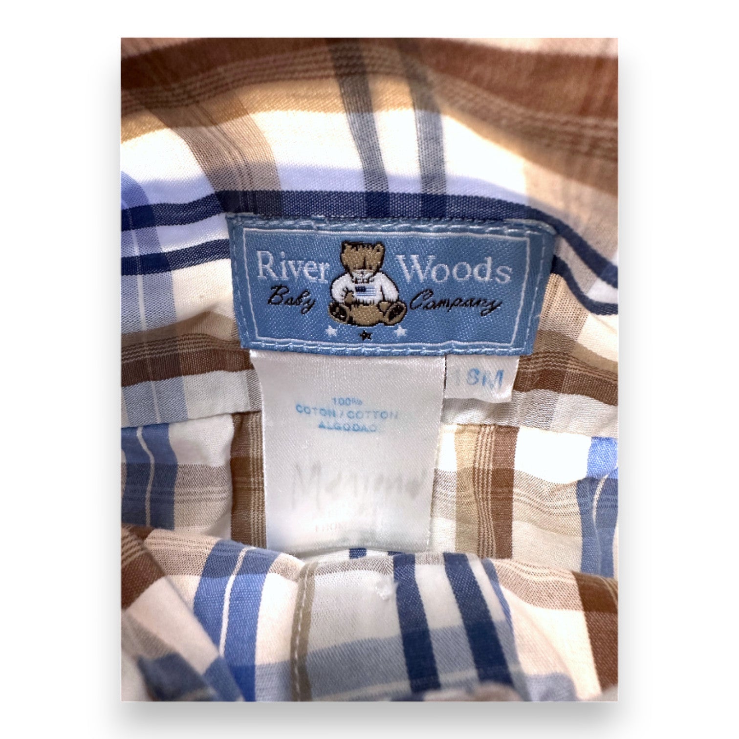 RIVER WOODS - Chemise à carreaux blanche marron et bleue - 18 mois