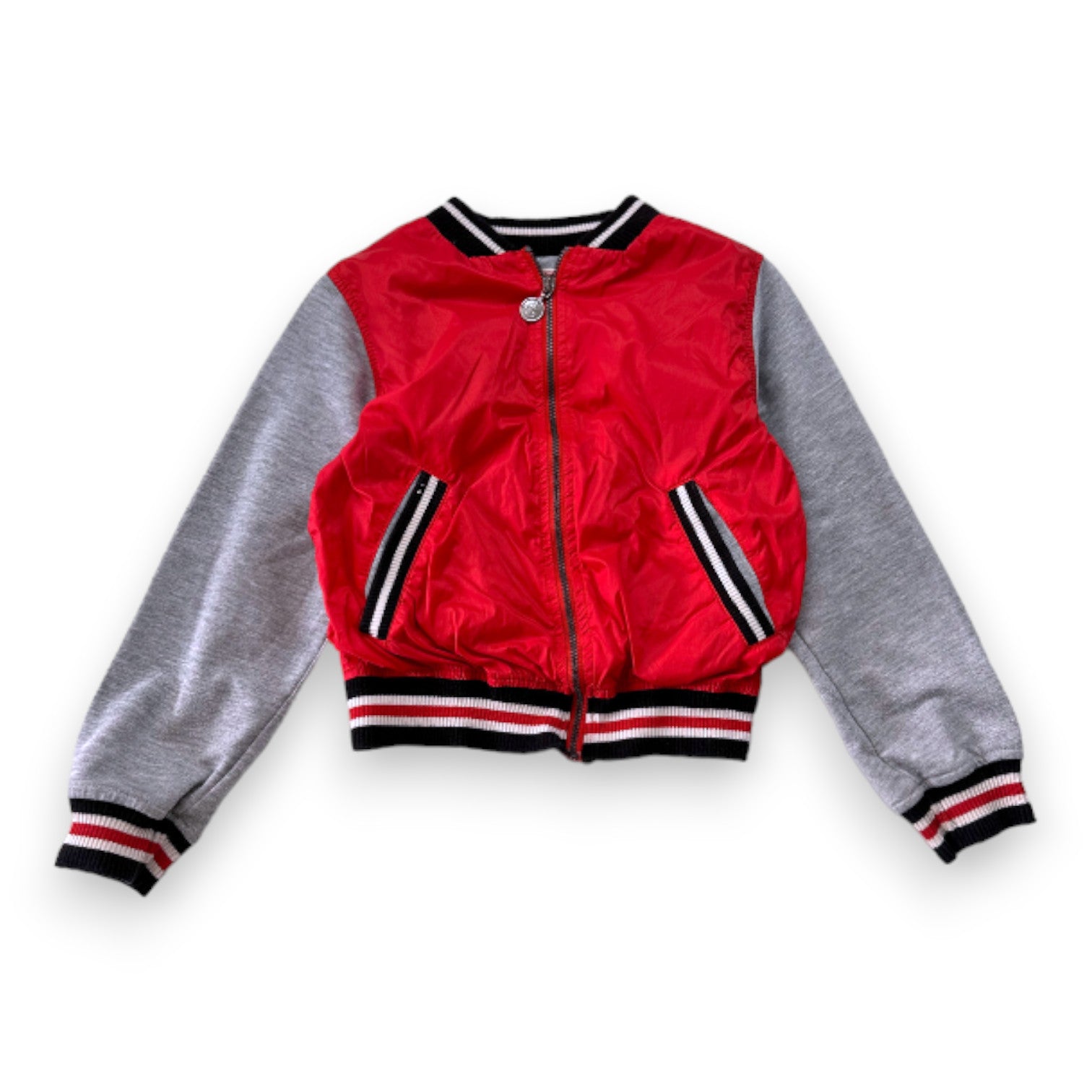 JUNIOR GAULTIER - Veste sweat zippé rouge et grise - 6 ans