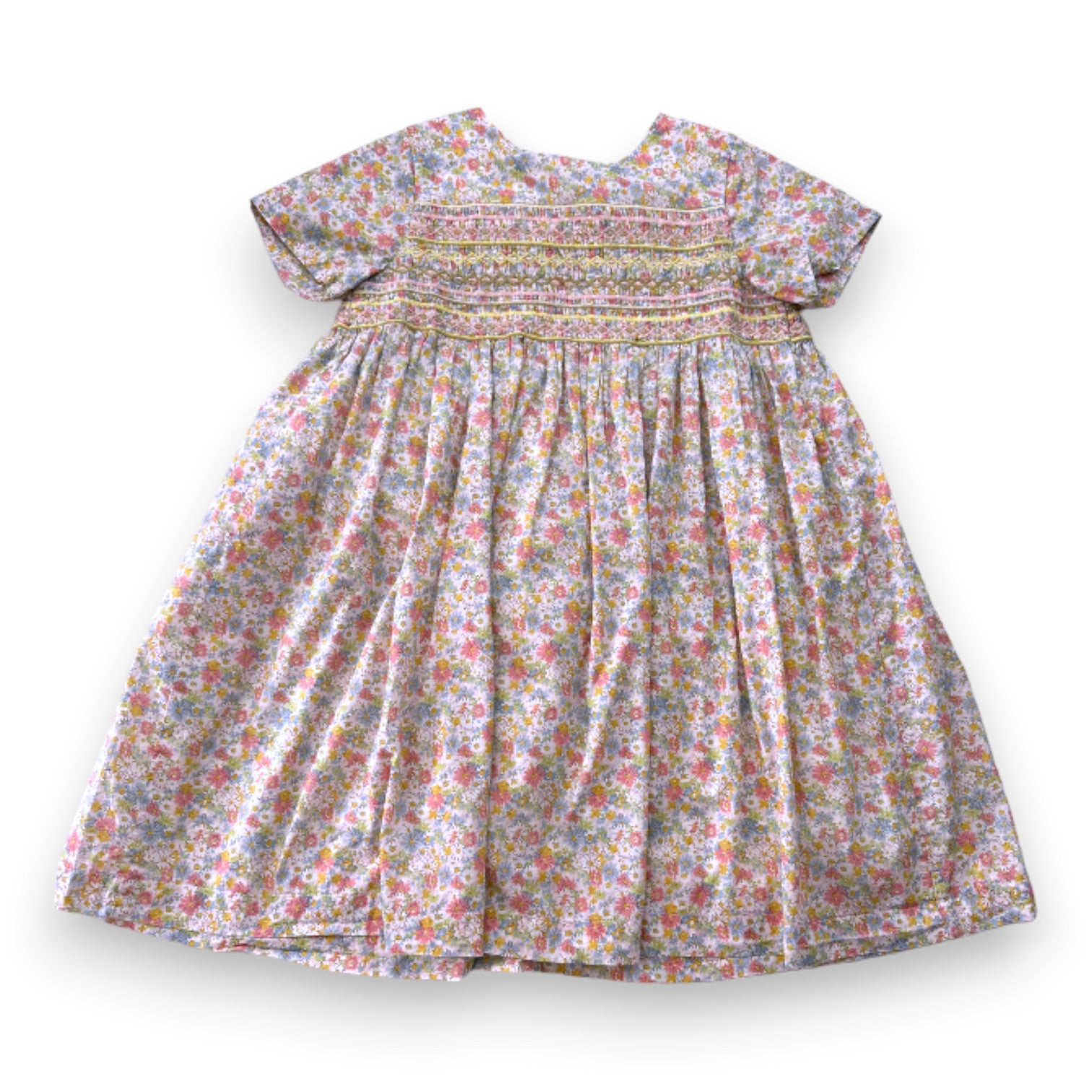 BONPOINT - Robe blanche à fleurs multicolores - 8 ans