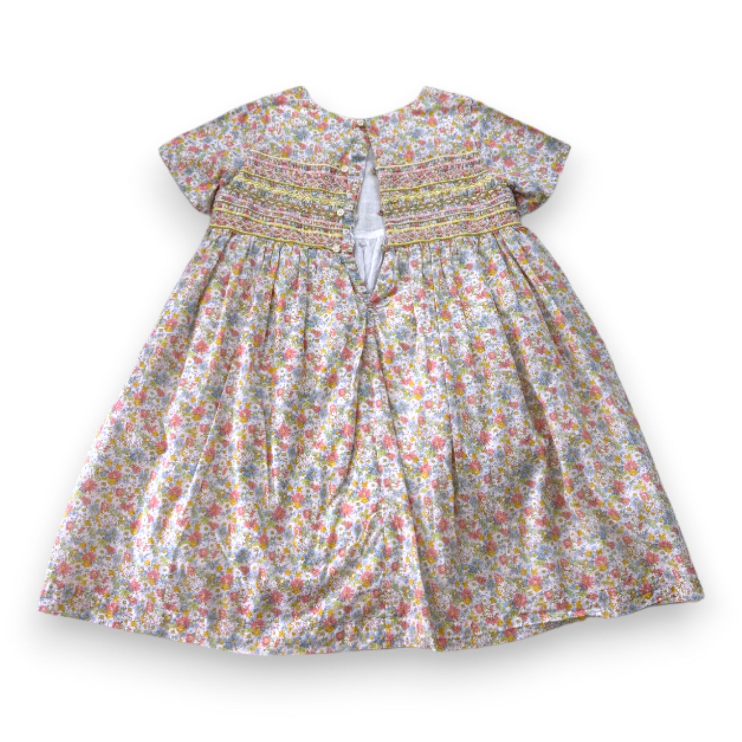 BONPOINT - Robe blanche à fleurs multicolores - 8 ans