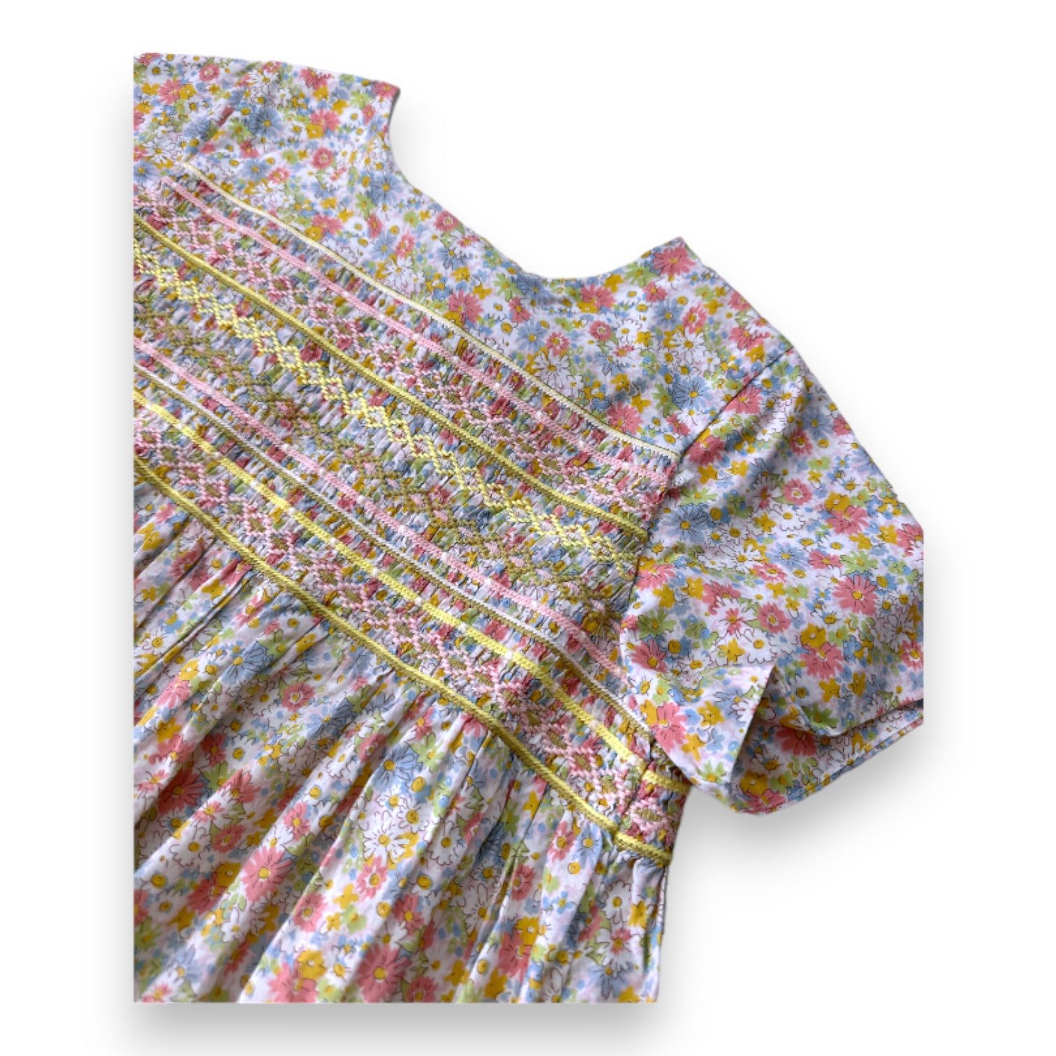 BONPOINT - Robe blanche à fleurs multicolores - 8 ans