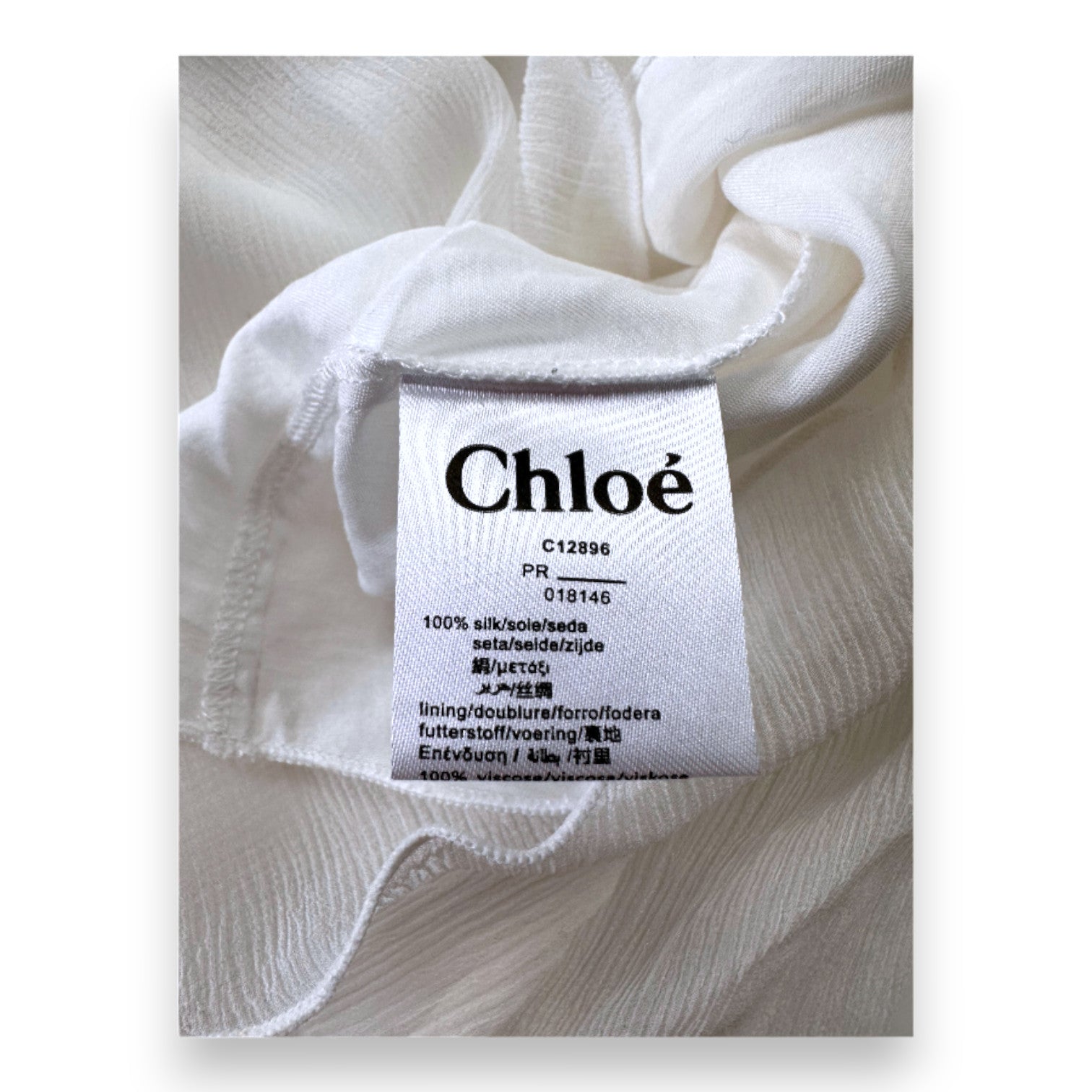 CHLOE - Robe blanche en soie à manches longues - 8 ans