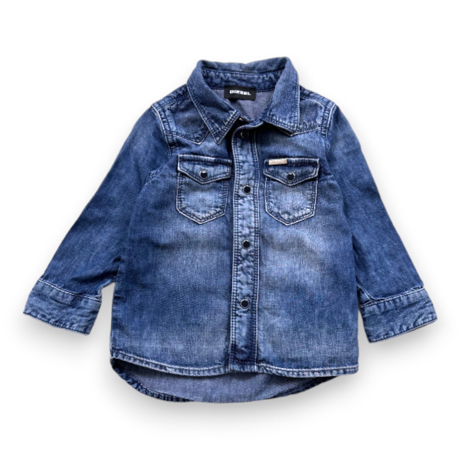 DIESEL - Chemise bleue en jean - 12 mois