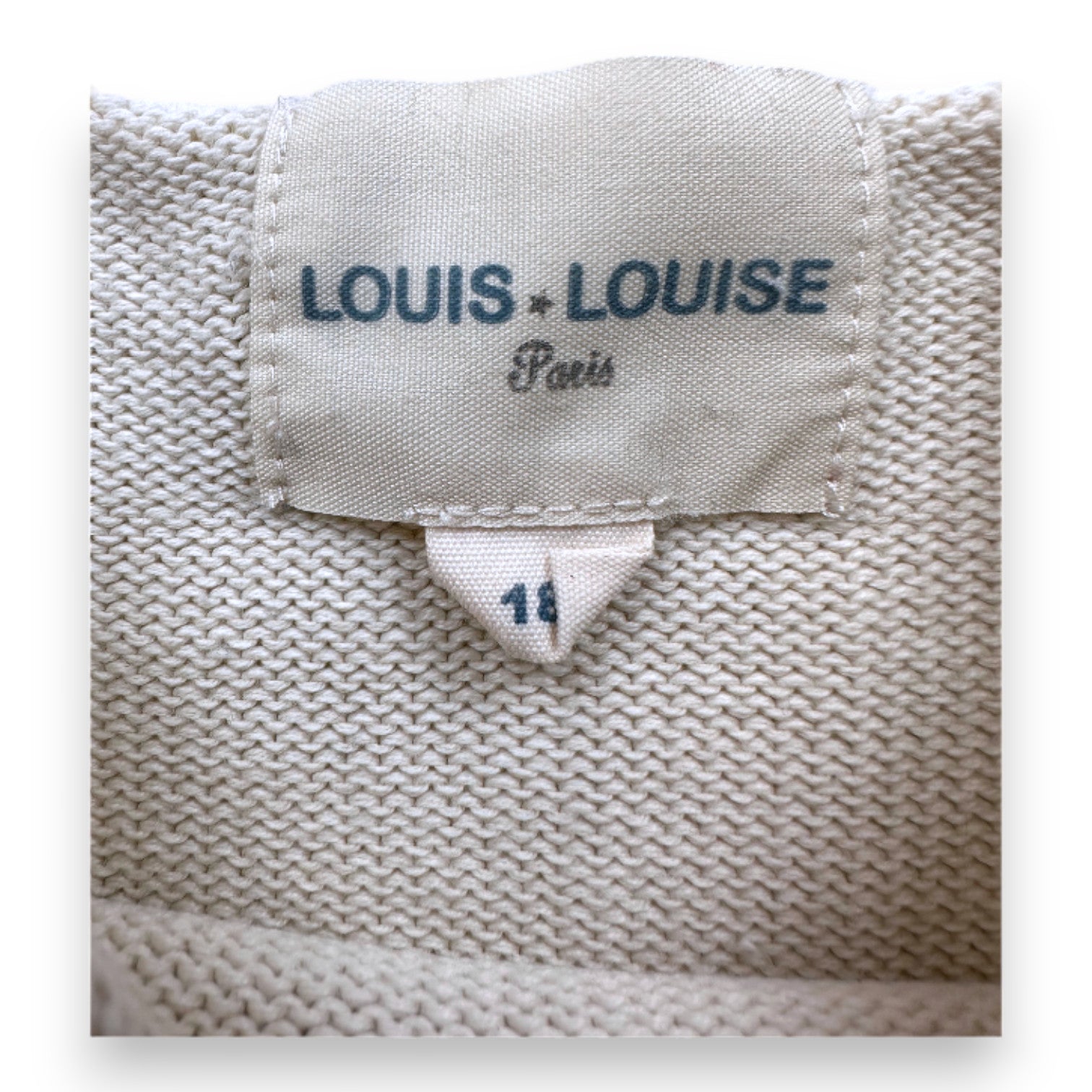 LOUIS LOUISE - Pull beige et bleu à rayures - 18 mois