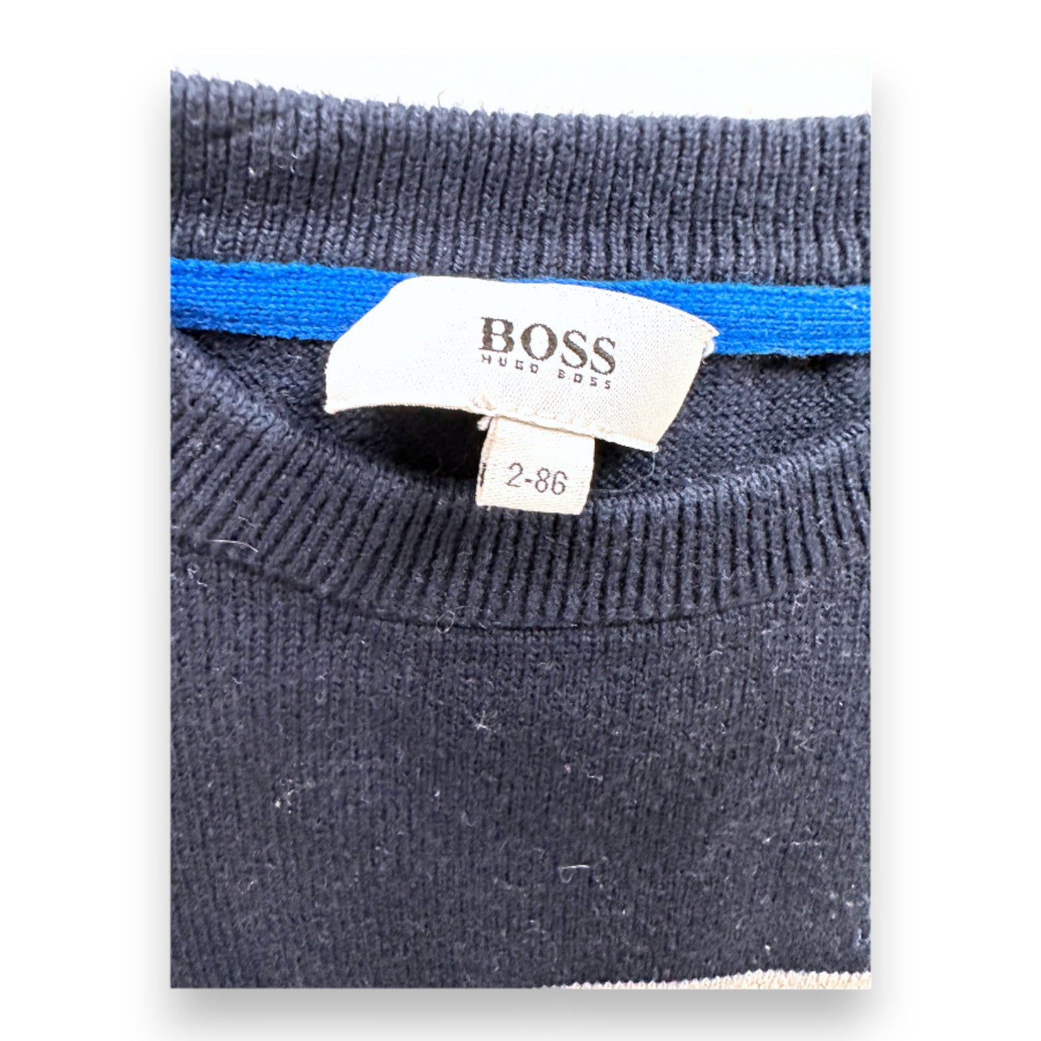 HUGO BOSS - Pull gris et bleu - 2 ans