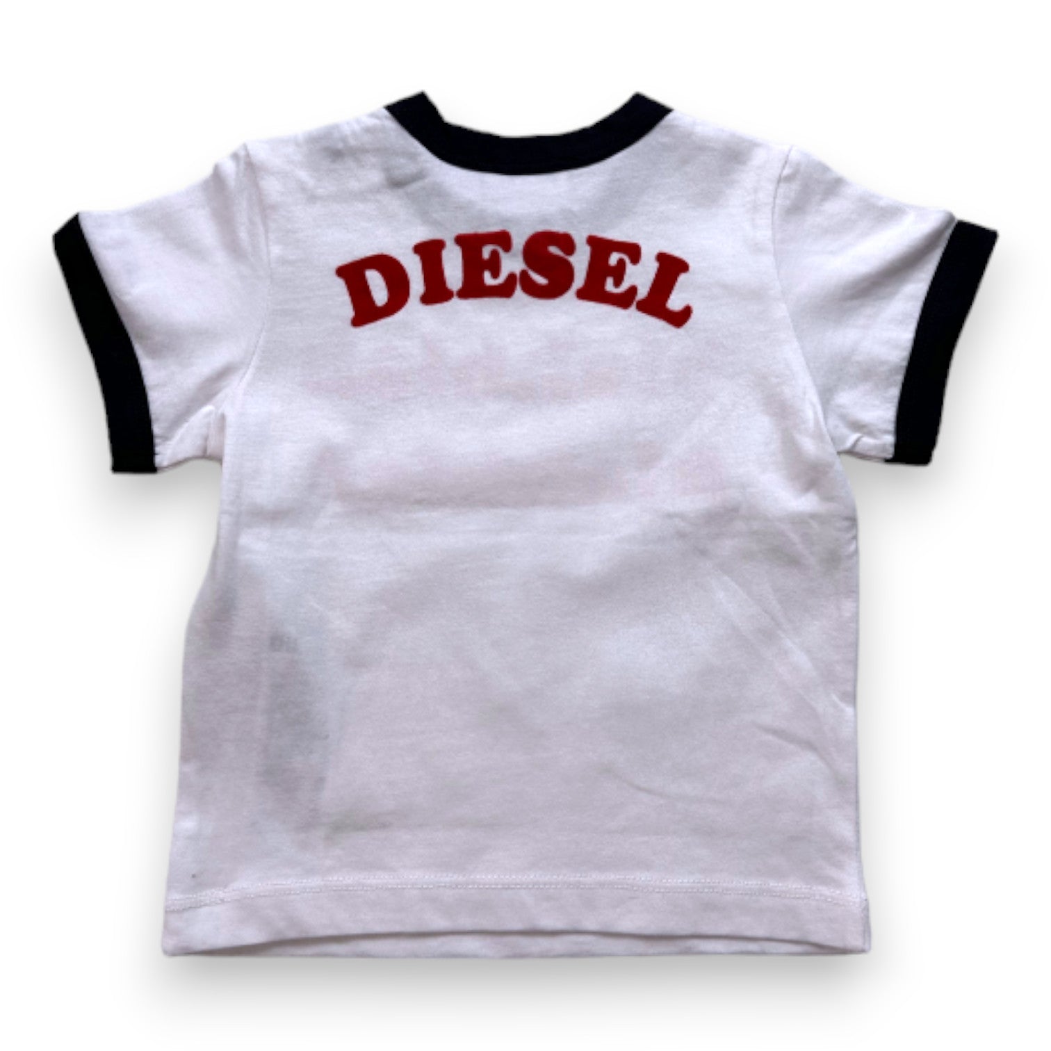 DIESEL - T-shirt blanc et bleu avec imprimé rouge - 6 mois