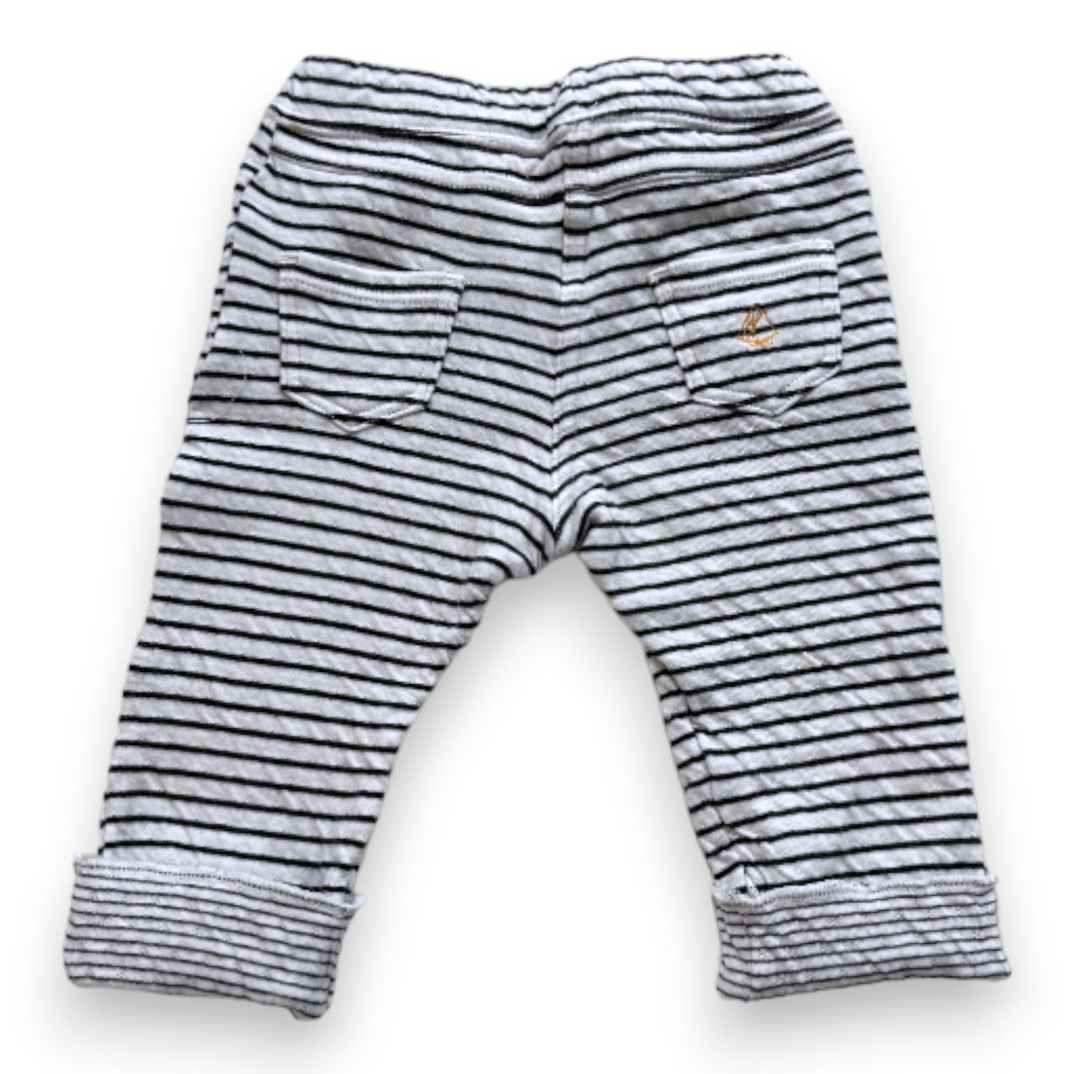 PETIT BATEAU - Legging blanc et noir à rayures - 3 mois