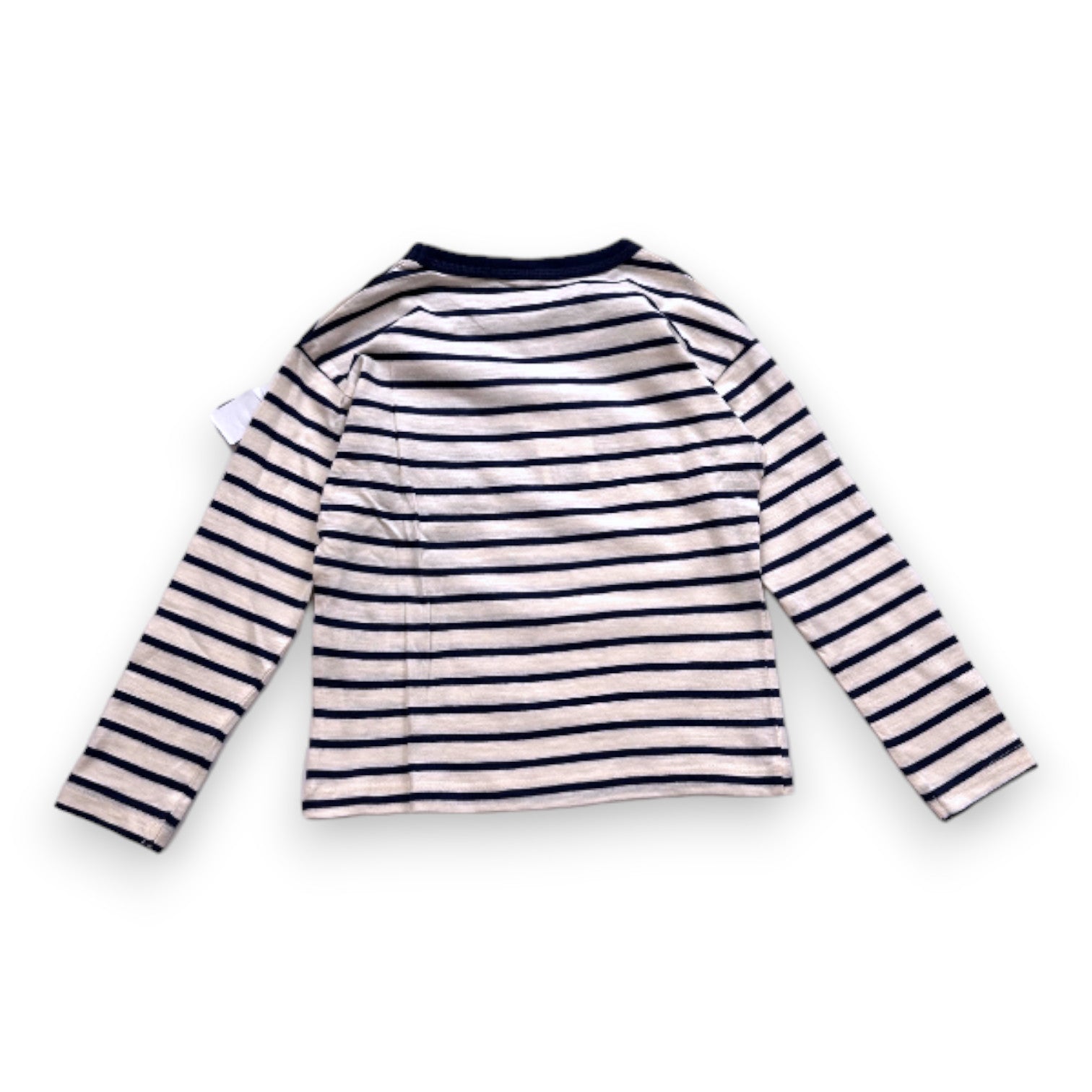 PETIT BATEAU - T-shirt blanc et bleu marine à manches longues neuf - 6 ans