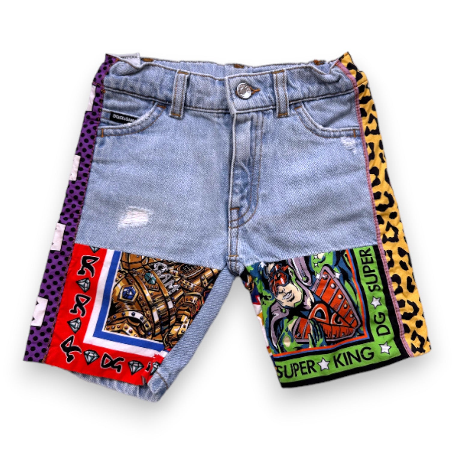 DOLCE & GABBANA - Short en jean bleu et imprimés multicolores - 4 ans