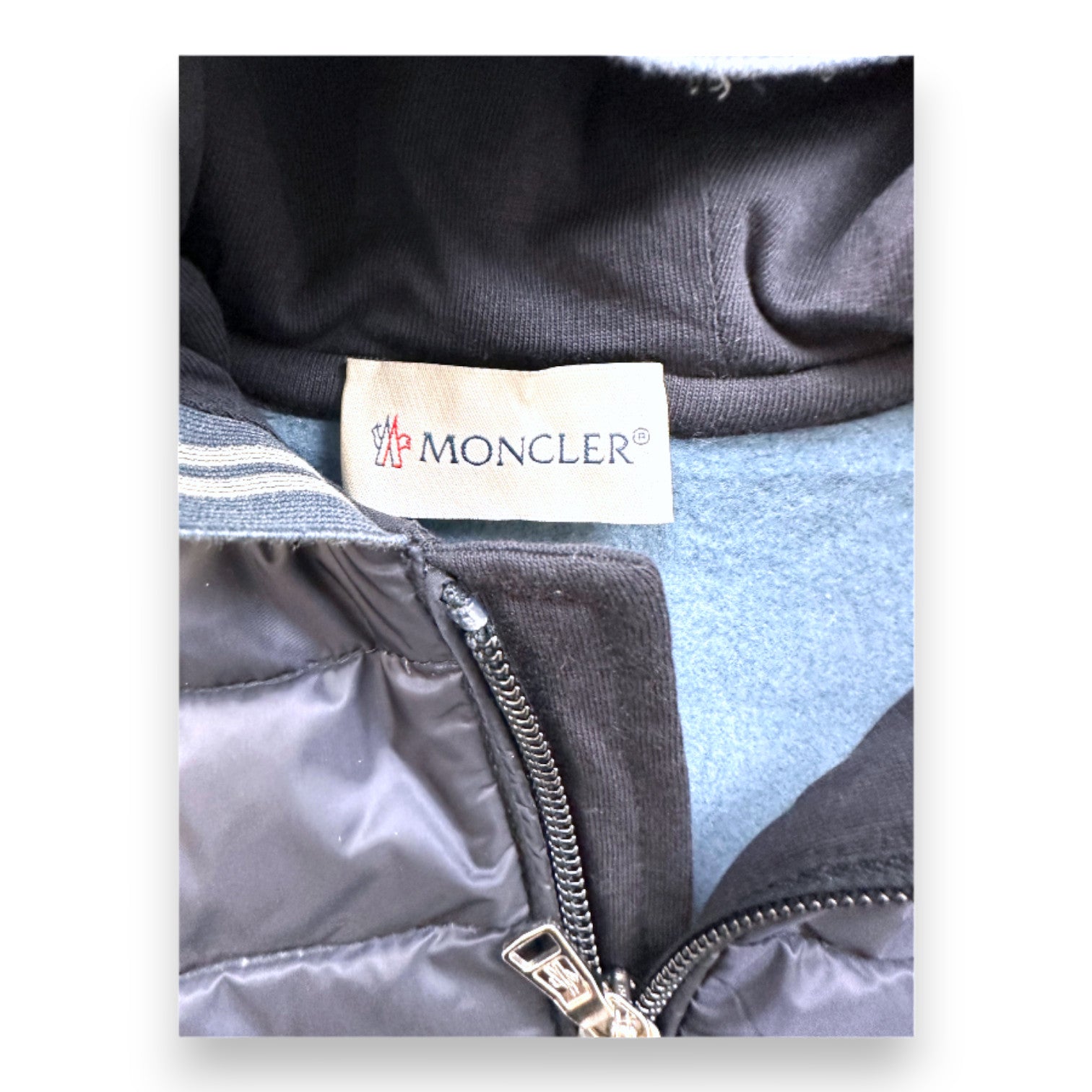 MONCLER - Veste bimatière bleue - 6 mois