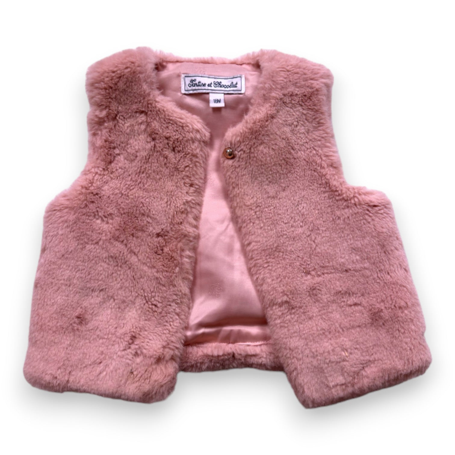 TARTINE & CHOCOLAT - Gilet sans manches rose en fourrure - 18 mois