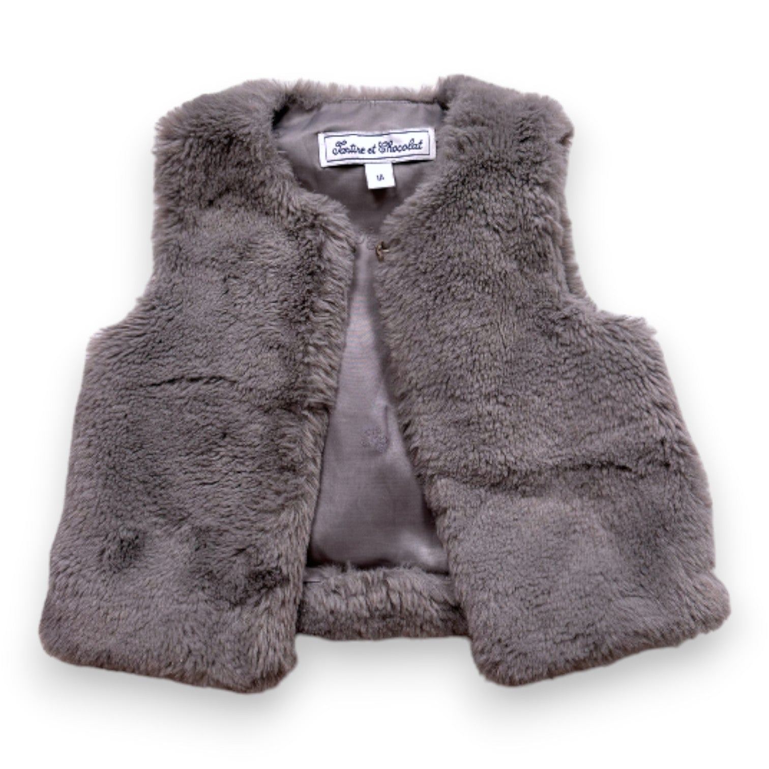 TARTINE & CHOCOLAT - Gilet sans manche gris en fourrure - 12 mois