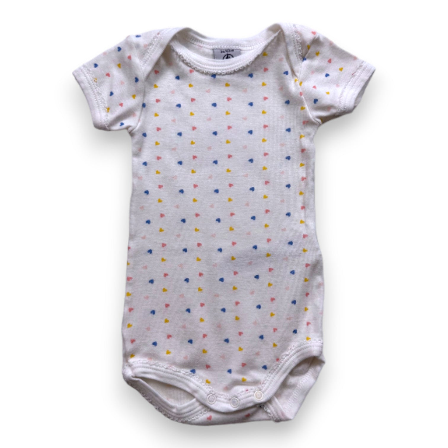 PETIT BATEAU - Body blanc à coeurs multicolores - 3 mois