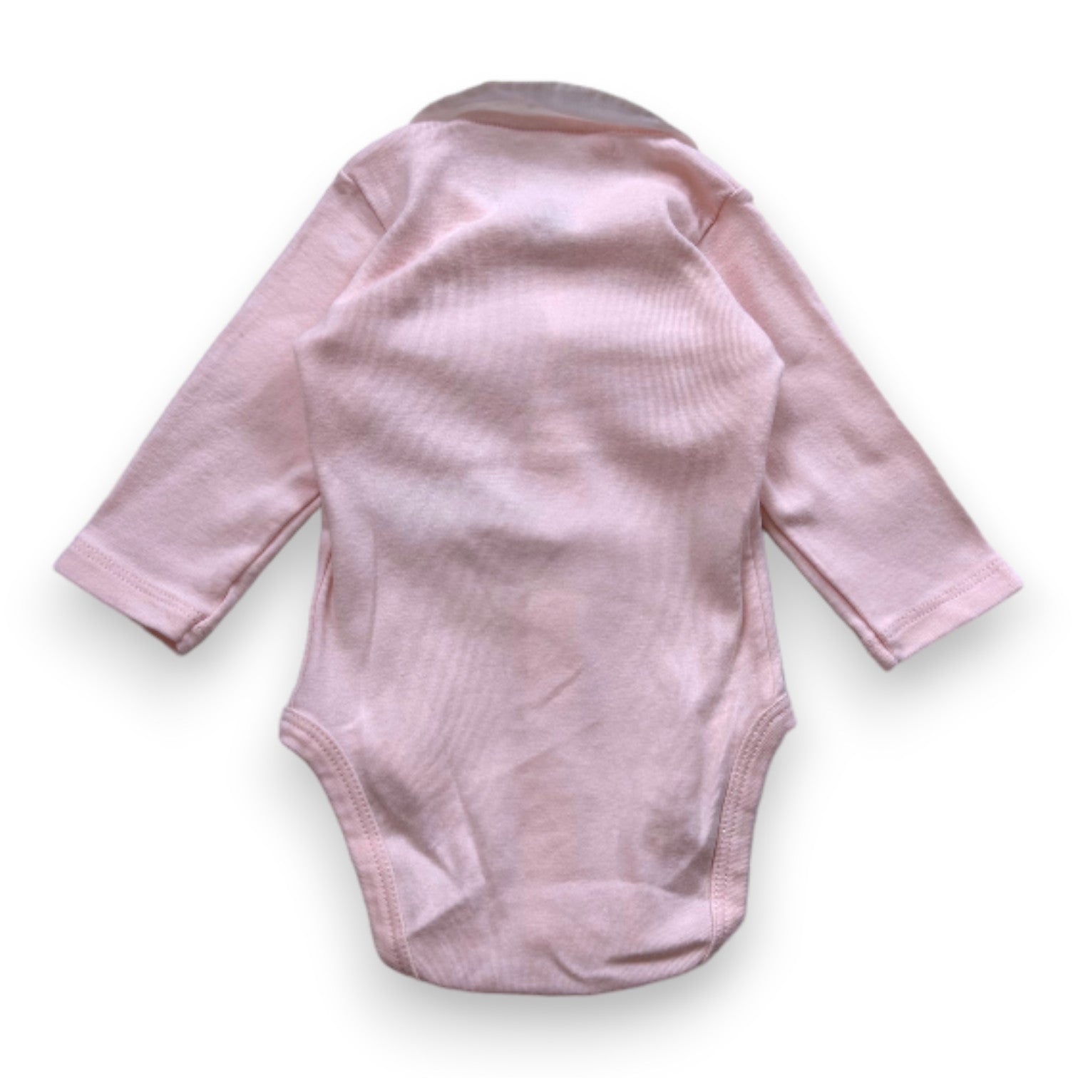 PETIT BATEAU - Body rose à manches longues et col blanc - 3 mois