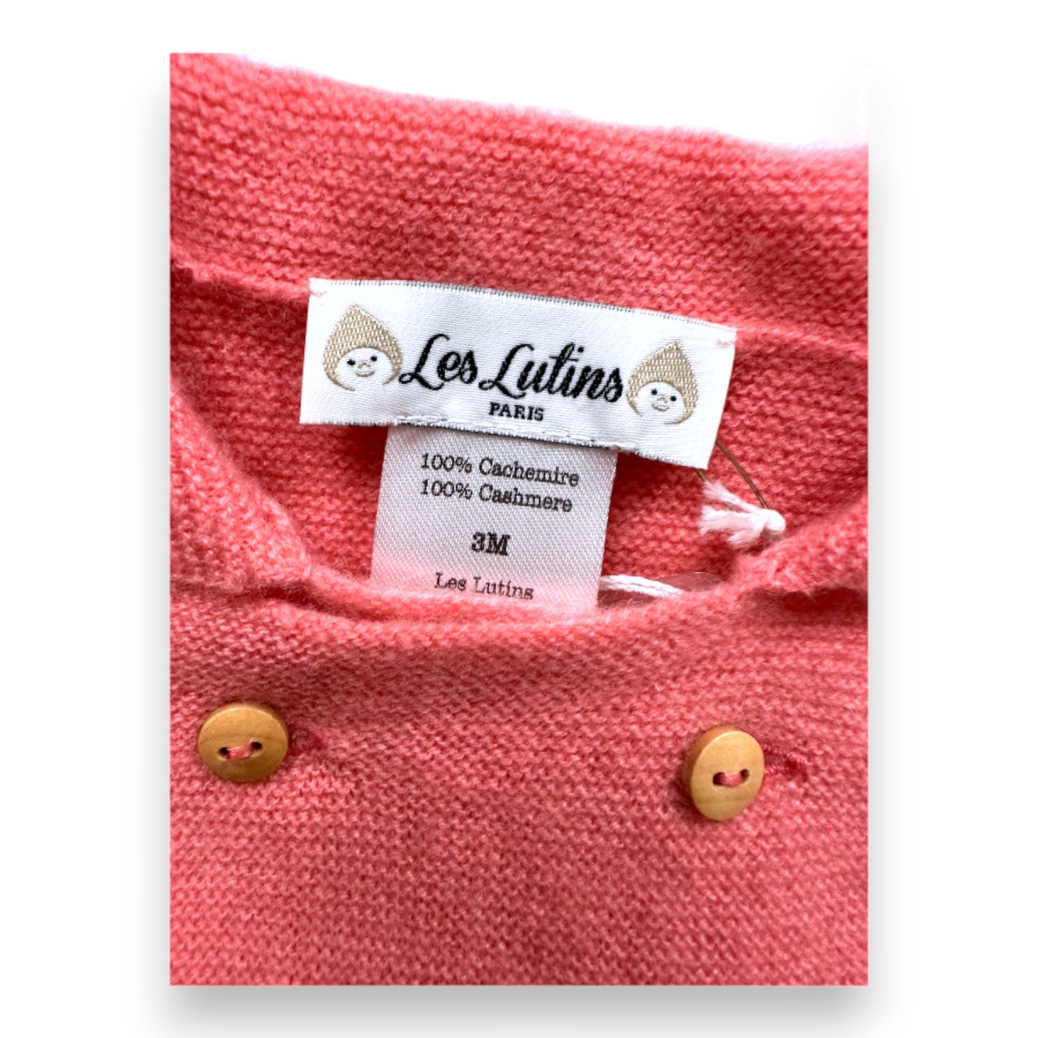 LES LUTINS - Cardigan rose en cachemire neuf - 3 mois