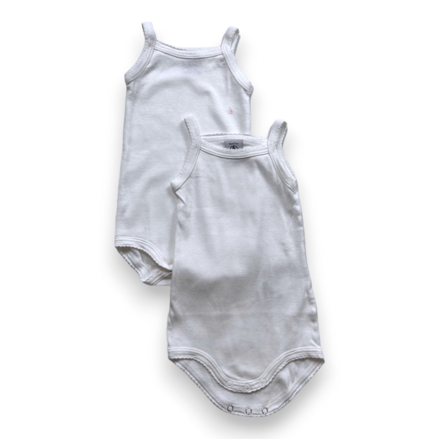 PETIT BATEAU - Lot de 2 bodies blanc - 6 mois