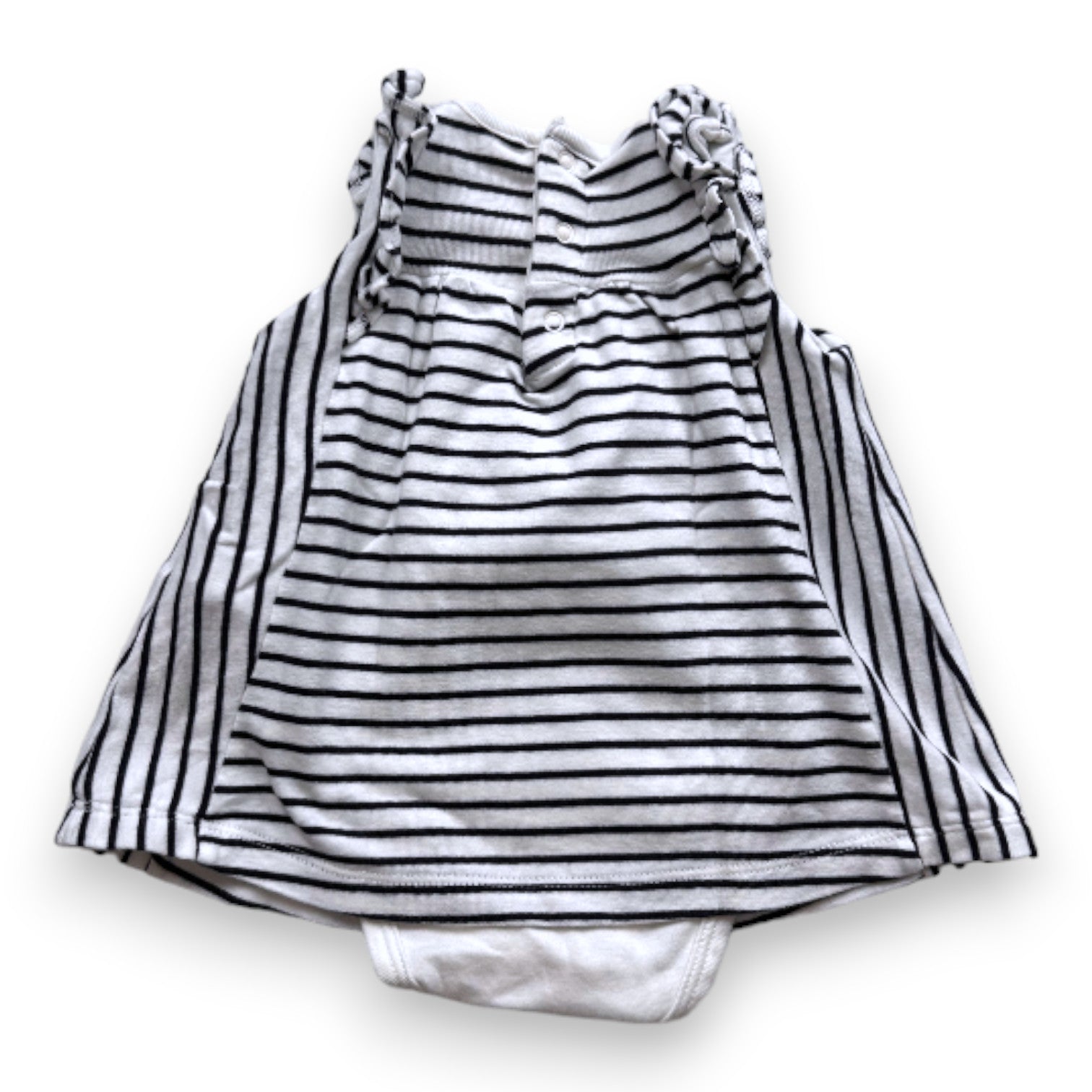 PETIT BATEAU - Robe blanche et bleue à rayures avec body - 3 mois