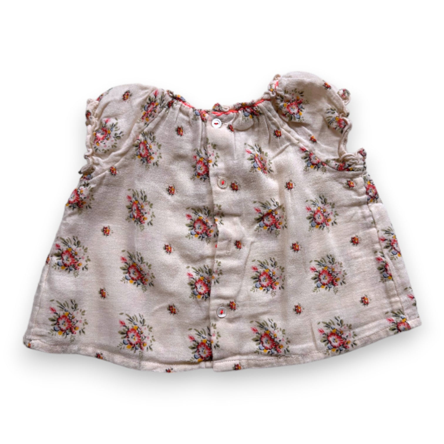 BONPOINT - Blouse beige à fleurs - 6 mois