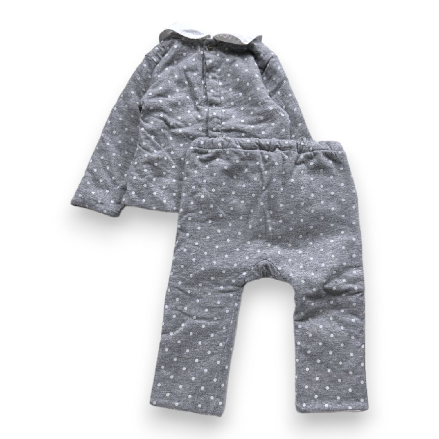 JACADI - Ensemble pull et pantalon gris à pois blancs - 18 mois