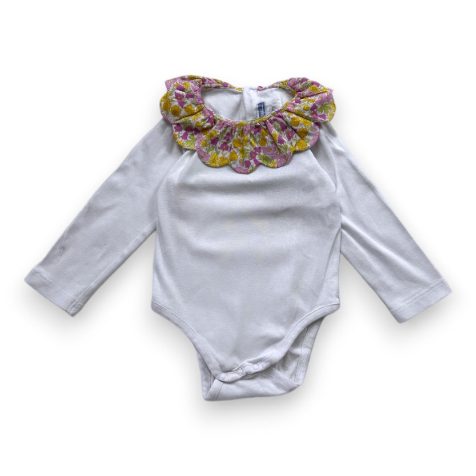 JACADI - Body blanc et col à fleurs - 2 ans