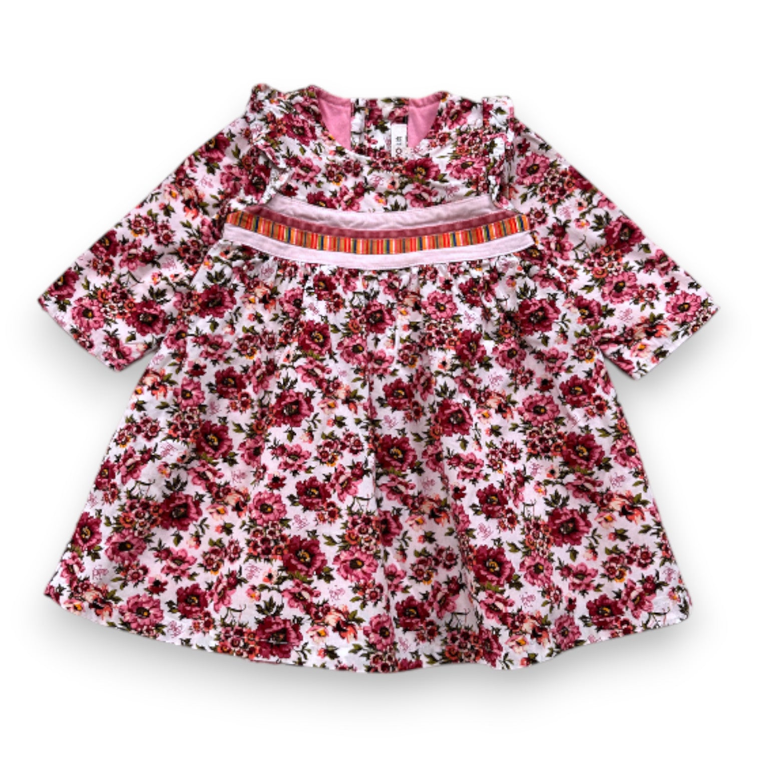 KENZO - Robe blanche à fleurs roses - 3 mois