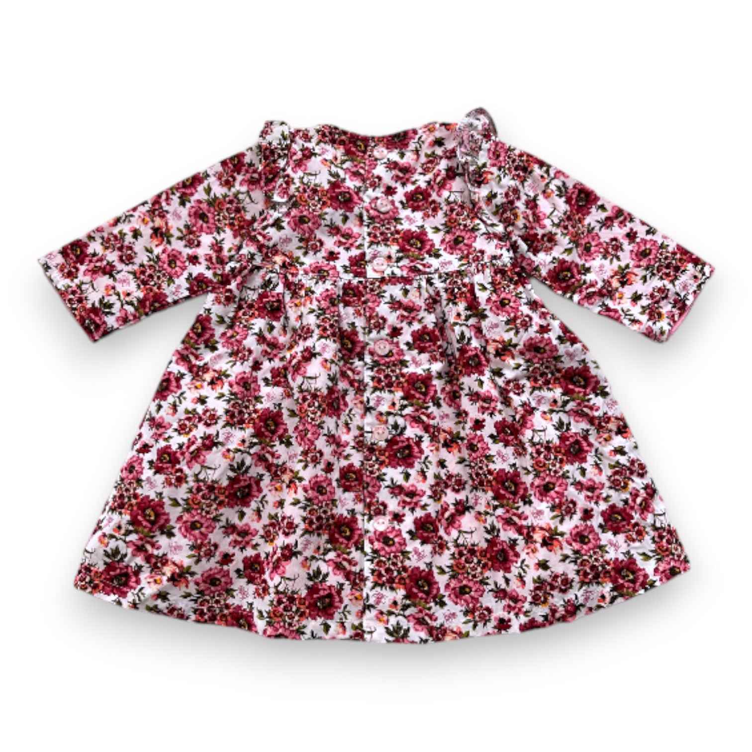 KENZO - Robe blanche à fleurs roses - 3 mois