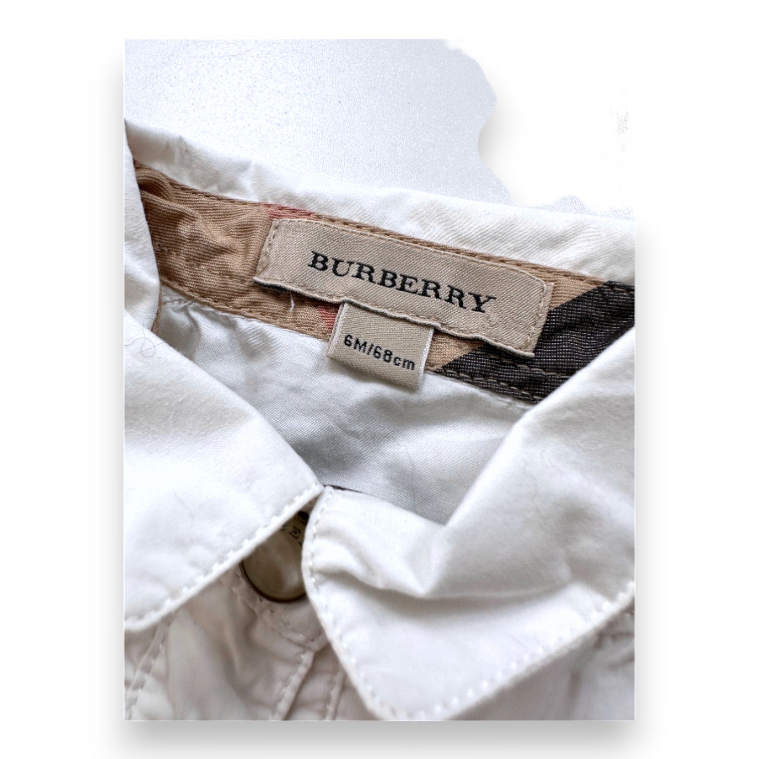 BURBERRY - Chemise blanche à manches longues - 6 mois