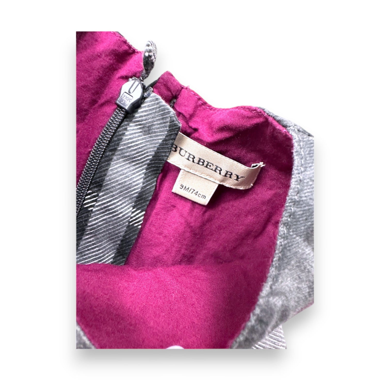 BURBERRY - Robe grise et violette - 9 mois