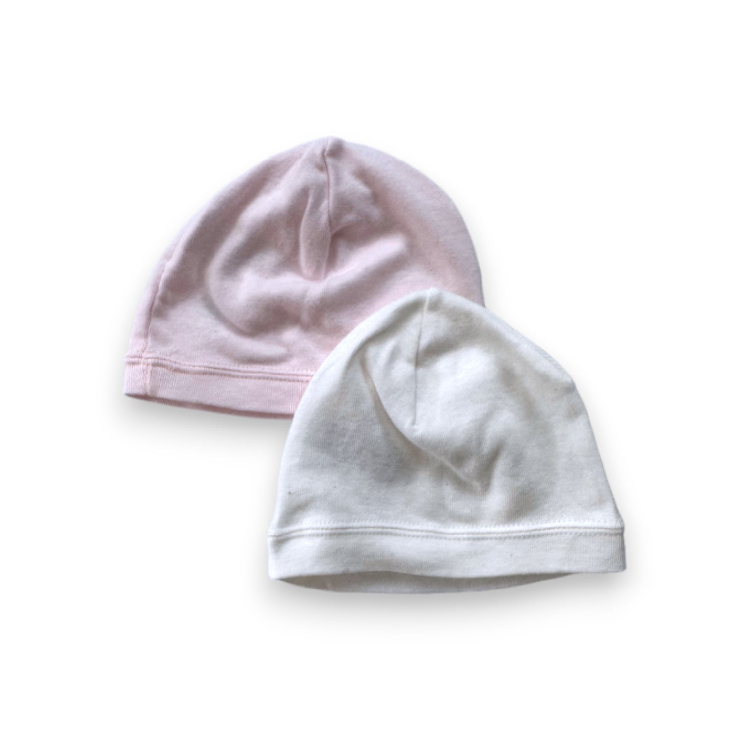 PETIT BATEAU - Lot de 2 bonnets de naissance rose et blanc - 1 mois