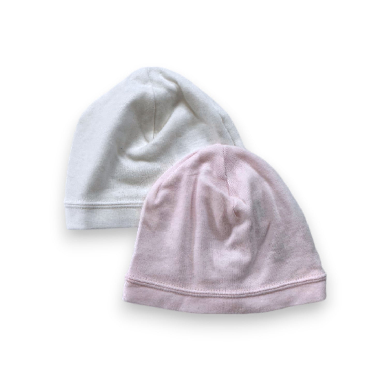 PETIT BATEAU - Lot de 2 bonnets de naissance rose et blanc - 1 mois